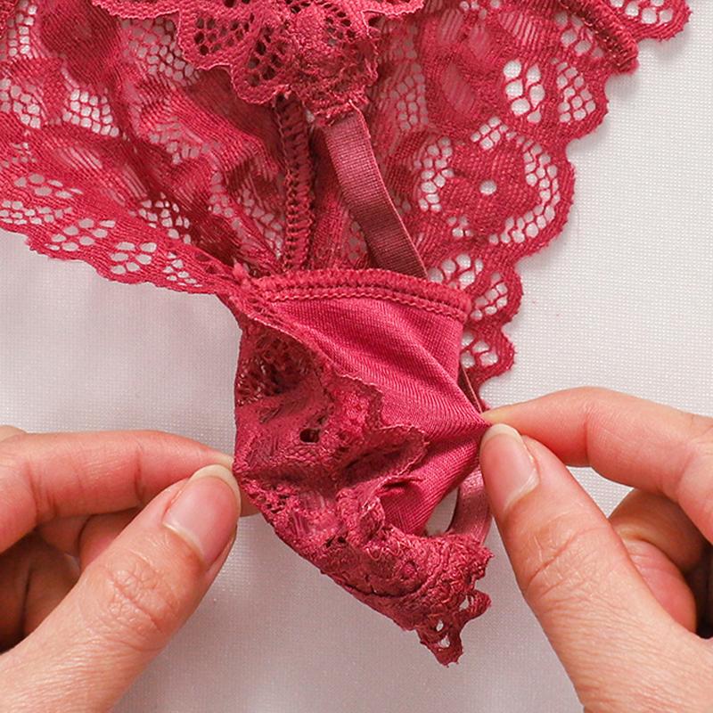 TERMEZY Women Sexy Amazing Panties Low-waist Lace Underwear Female G String Thong Temptation Bow T-back Transparent Lingerie
