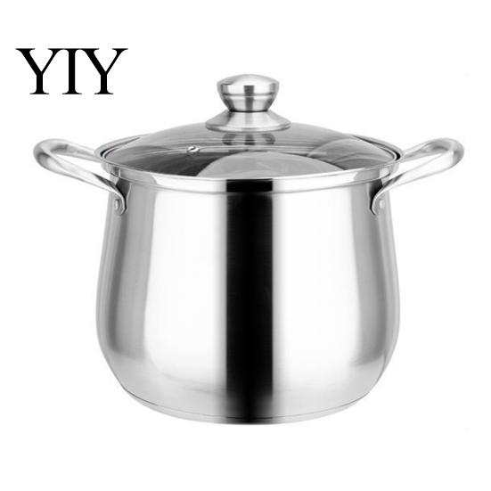 Rust Resistant Kitchenware Extra Tall Stainless Steel Soup Pot with Lid, Durable Kitchen Professional Home Maker Cookware Anti-Scalding Handles, Large