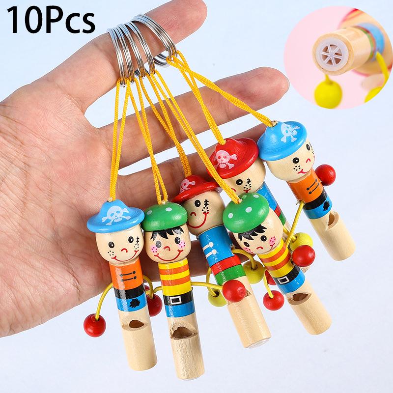 

10Pcs Cute Wooden Pirate Whistles Musical Instrument Toys for Kids Birthday Party Favors Halloween Pinata Fillers School Rewards