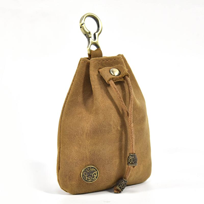 

Men women handmade leather mini coin pouch purse female short clip coin purse card keycase bag vintage coin purse key wallet светло-коричневого