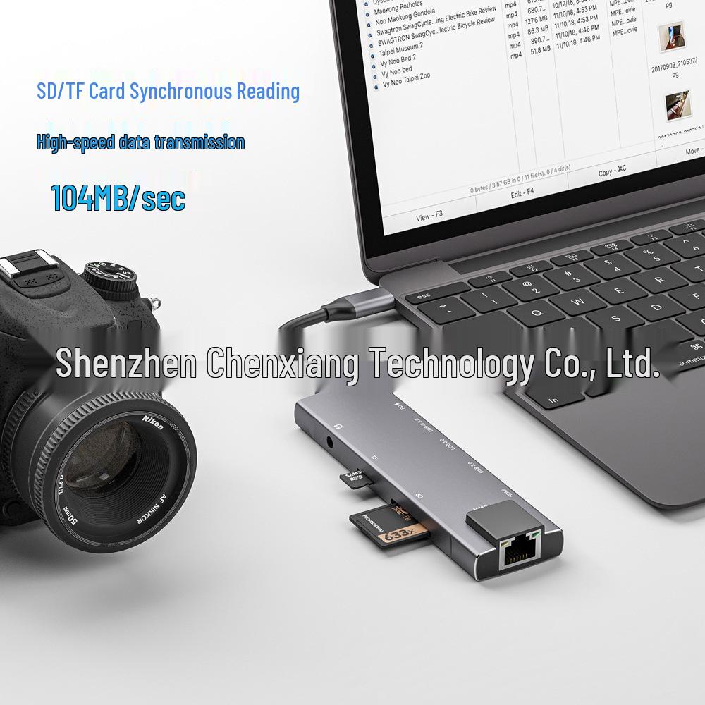 9-in-1 USB 3.0 Docking Station with HDMI Hub & Network Card Converter for Type-C Laptops