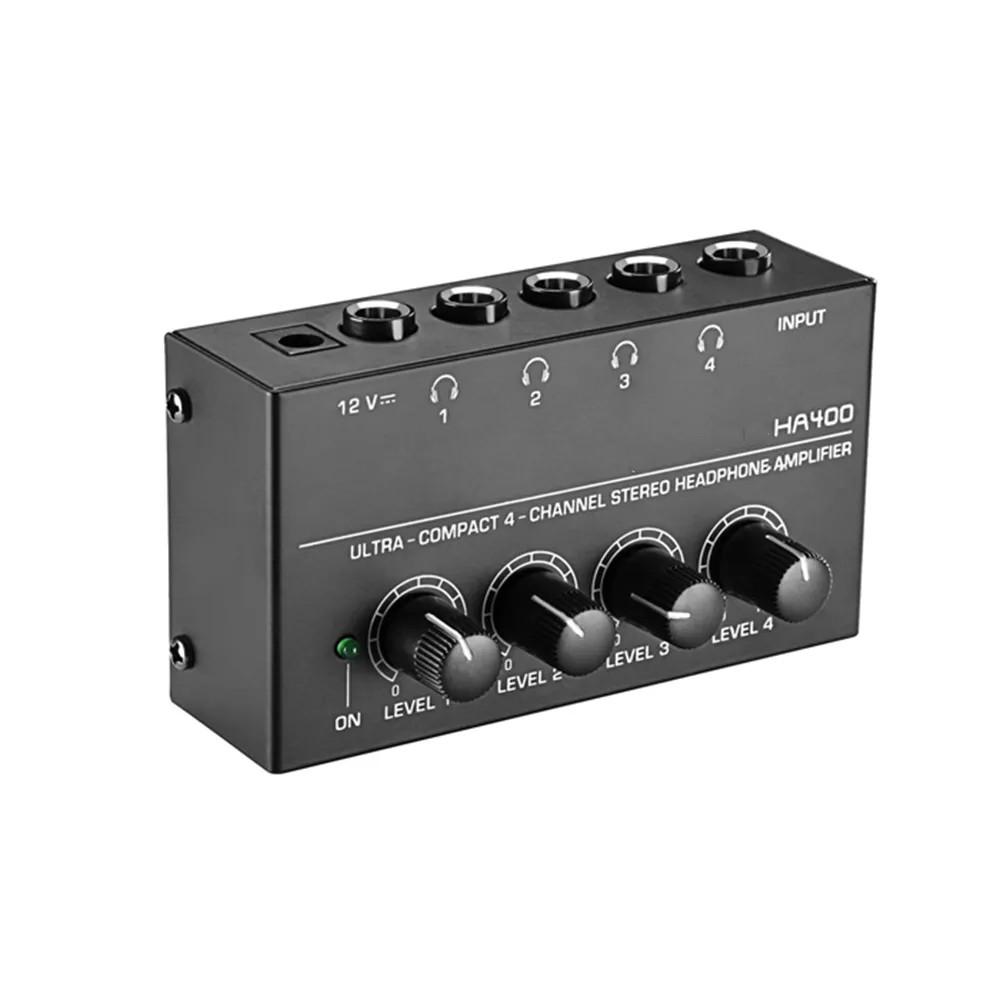 4 Channels HA400 10MHz Mini Headphone Amplifier Ultra-Compact Stereo Audio Amplifier Earphone Amp for Music