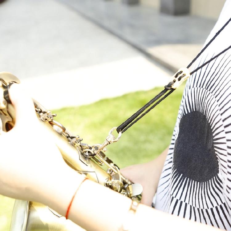 Saxophone Neck Strap Leather Padded Sax Neck Strap with Metal Rotatable Hook