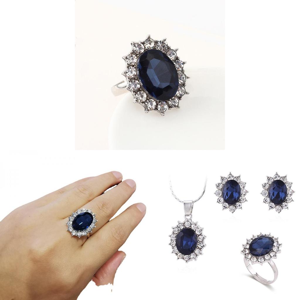 Fashion Sapphire Jewelry Set With Blue Rhinestone Decor For Women Spring