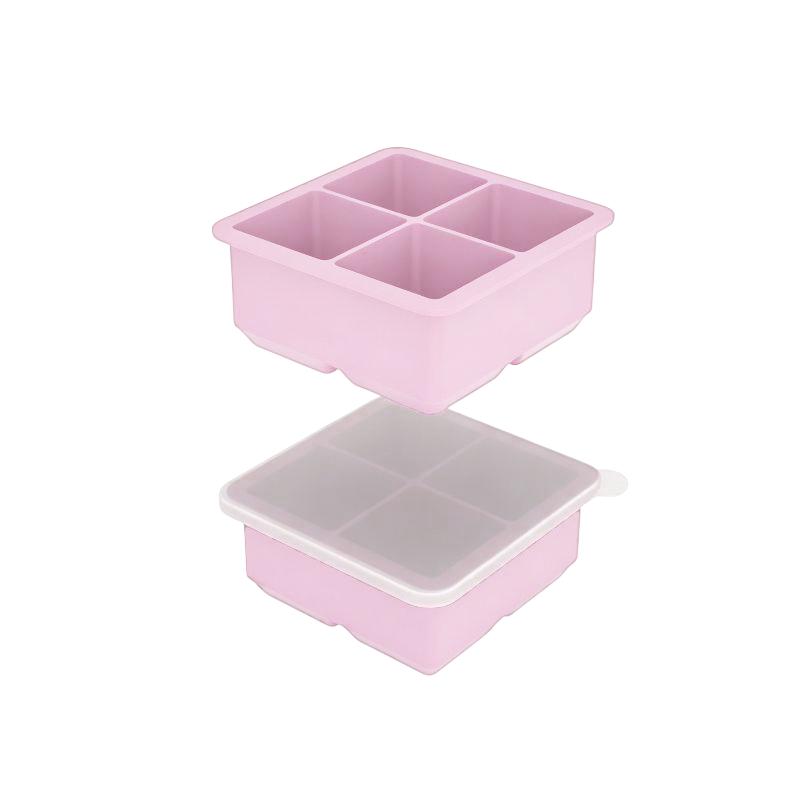 Large Ice Cube Mold with Lid Stackable Soft Silicone Square Tray for Cocktails Camping Use