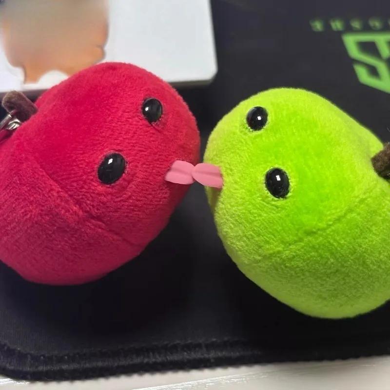 Melancholic Tongue Sticking Out Apple Pendant Keychain Ugly Cute Abstract Plush Toy Key Chains Funny Backpack Pendant Keyring