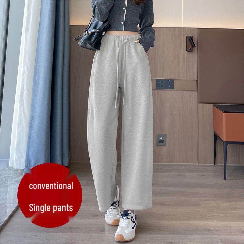 Women s 2025 High-Waist Wide-Leg Velvet Sweatpants - Loose, Casual, Petite Nine-Point Fit L