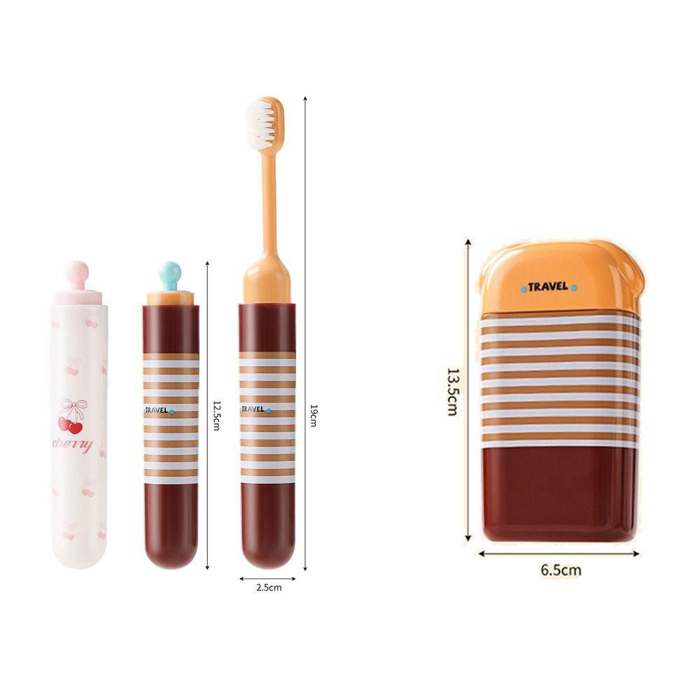 2-IN-1 Travel Toothbrush Set Foldable Mini Toothpaste Tube Storage Box Portable Soft Bristled Folding Toothbrush Dispenser