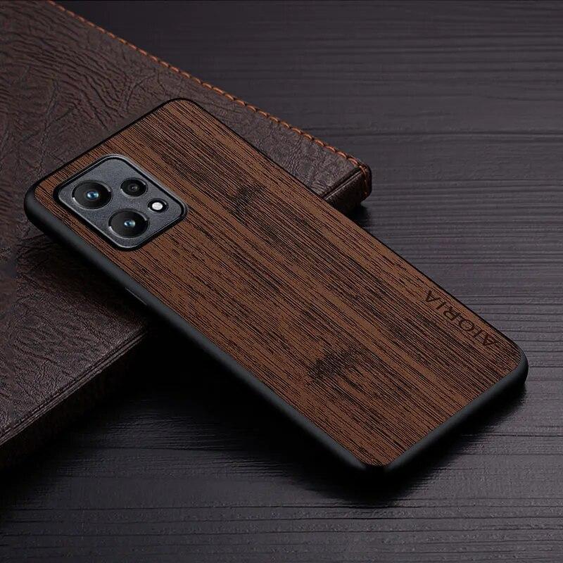 Case for Oppo Realme 9 Pro Plus 9i 5G Funda Bamboo Wood Pattern Leather Phone Cover Luxury Coque for Oppo Realme 9 Pro Case Capa