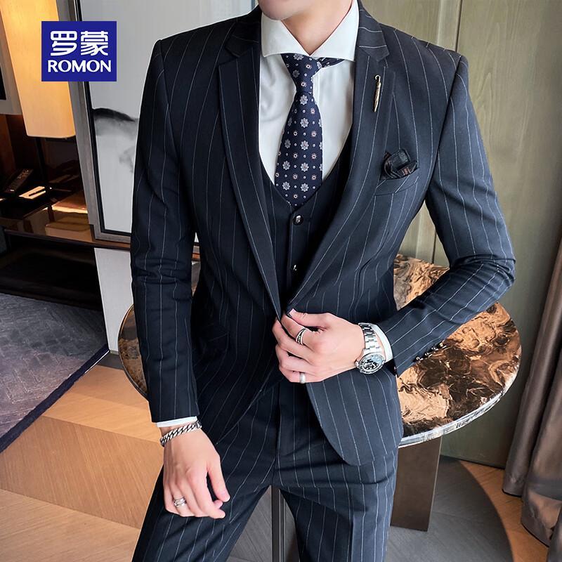 ROMON Men's Slim-Fit Business Formal Suit