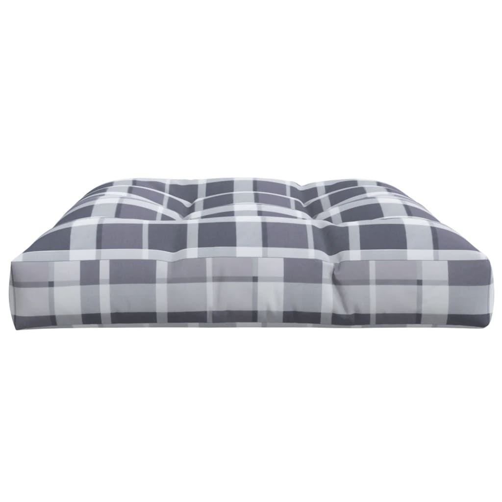 Grey Checkered Pallet Cushion 120 x 80 x 12 cm Fabric