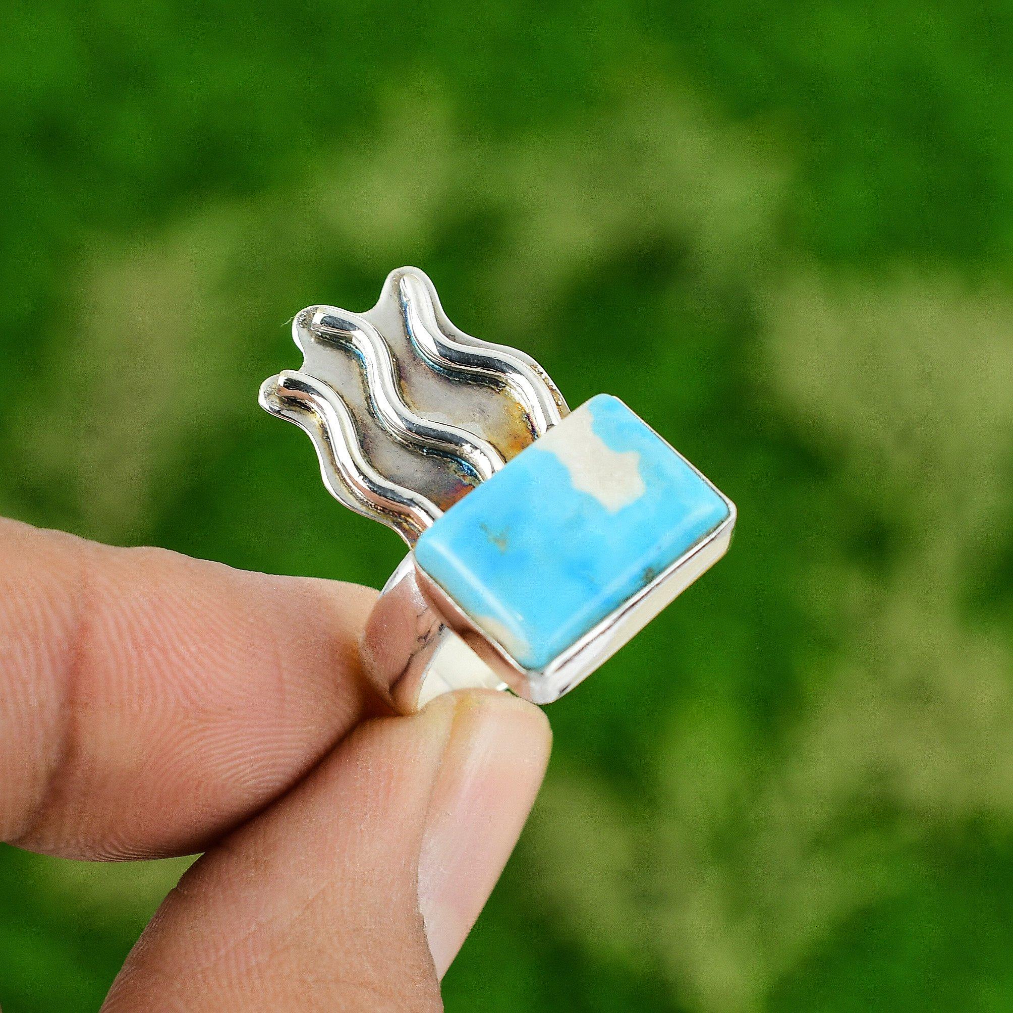 

Gift For Her 925 Silver Natural Sleeping Beauty Turquoise Promise Ring Size 9 9