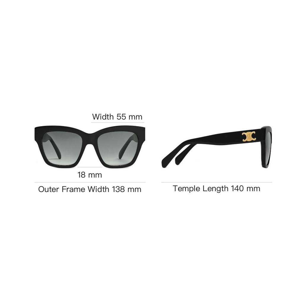 Celine Triomphe 09 UV Protection Black Square Sunglasses Women Sunglasses CL40253I-01F