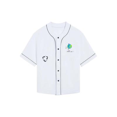 Li Ning X Og Slick Skateboard Series Earth Cartoon Print Letter Baseball Jacket Men Jacket White AFDS281-2