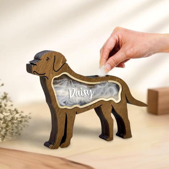 Cat Hair Keepsake Box Wooden Dog Hair Storage Box Pet Fur Case Free Standing Tabletop Decor Pet Memorial Gift for Pet Lovers Family Storing Hair Teeth