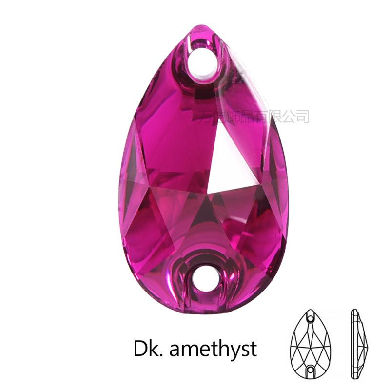 Resin Water Drop Flat Bottom Hand Sewn Drill, Silver Plated Bottom Double Hole Hand Sewn Flat Buckle Diy Clothing Luggage Accessories