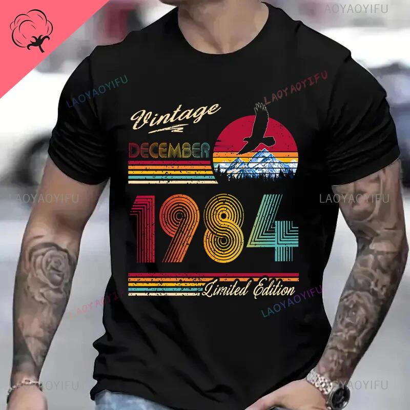 Vintage 1984 Birthday Cotton T Shirts for Men Women Short Sleeve Clothing Retro Tshirts Born in 1984 Clothes for Men Tops Tee