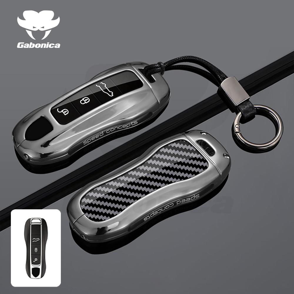 Zinc Alloy Car Key Case Cover Keychain For Porsche Panamera Spyder Carrera Macan Boxster Cayman Cayenne 911 970 981 Accessories