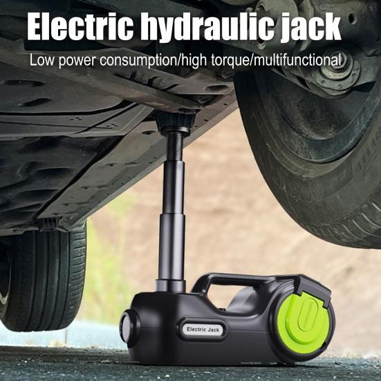 Electric Hydraulic Jack Emergency Tool Kit with Window-Breaking Hammer Anti-Slip Gloves Battery Clamps Electric Wrench