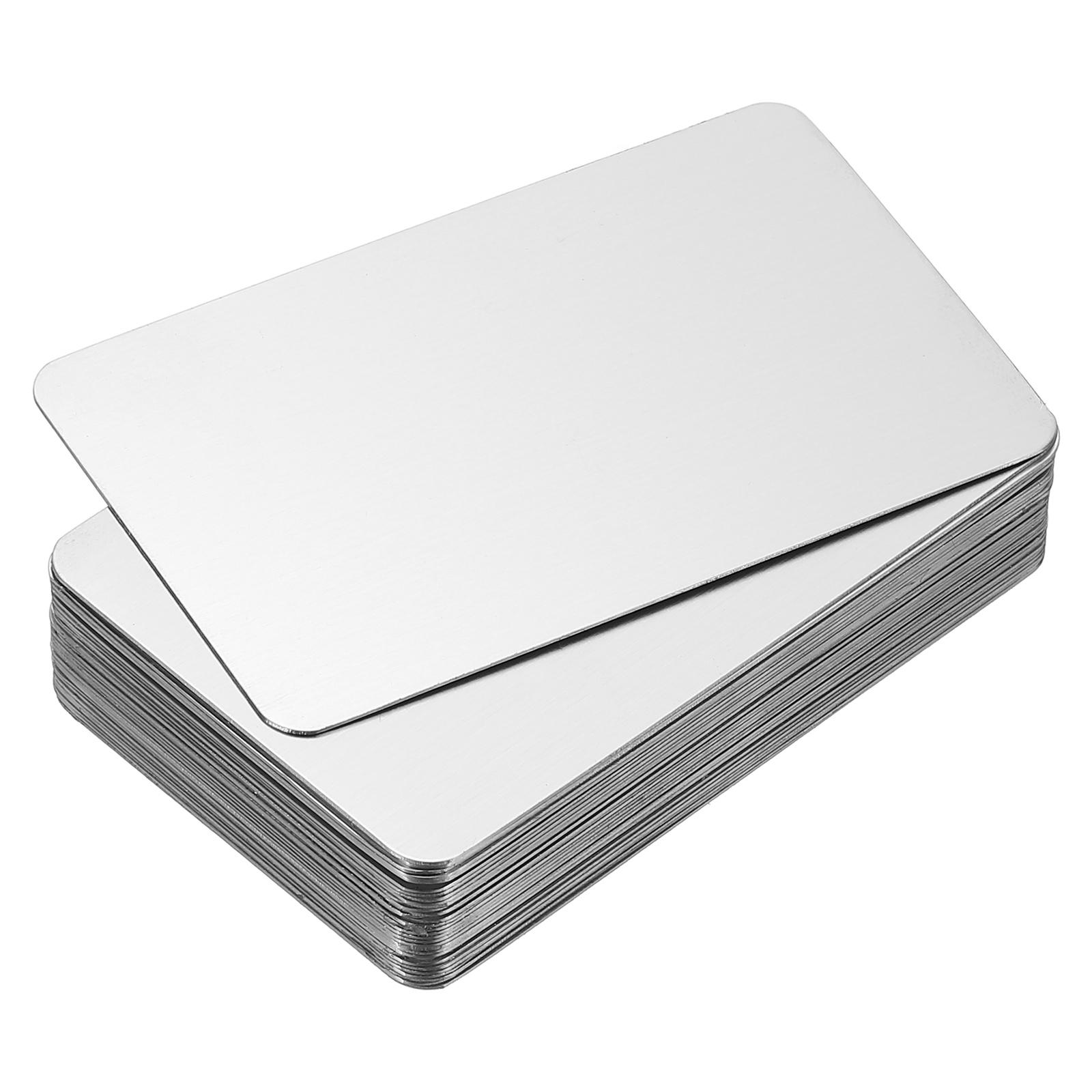 

12/30/50Pcs 0.3/0.5/0.8mm Stainless Steel Metal Business Cards Blank Name Card Laser Engraving for DIY Gift Cards Silver/Black (Silver,86x54x0.3mm&12Pcs) срібний