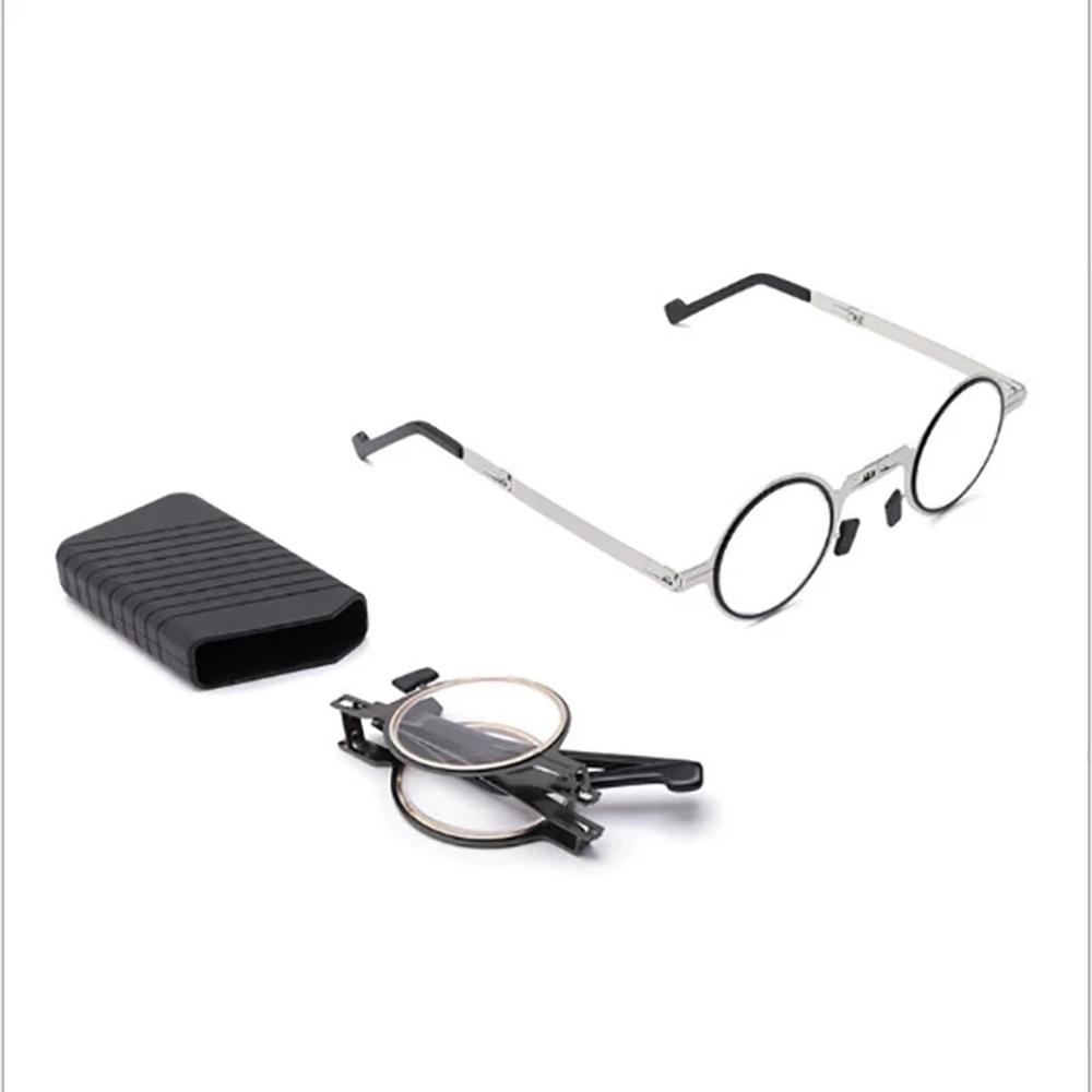 Metal Round Small Folding Reading Glasses Men Blue Light Computer Grade Glasses Narrow Eyeglasses Frame For Men Gafas +3.5