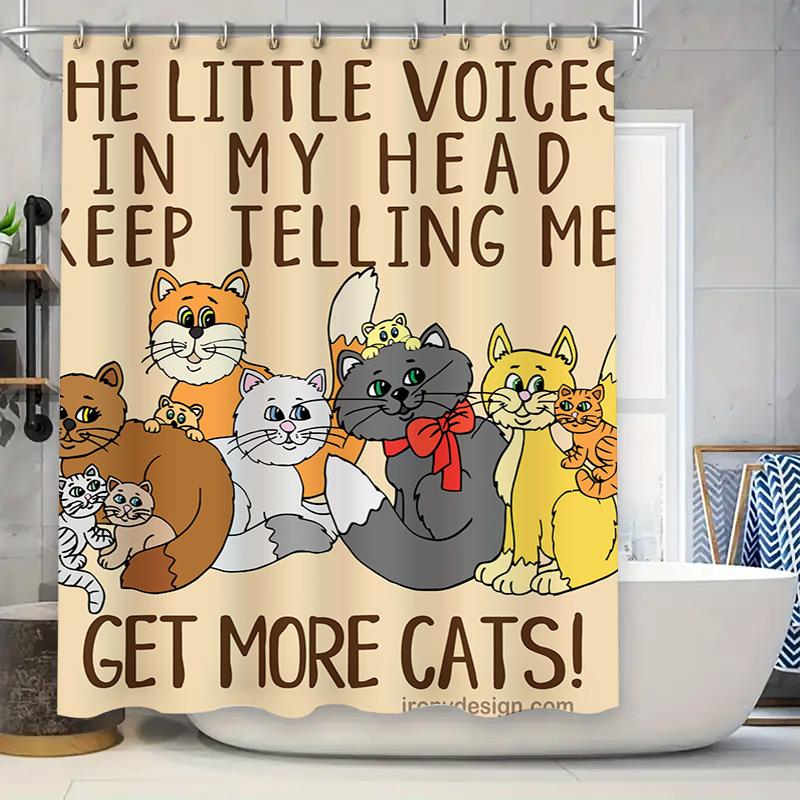 

Больше Кошек Занавеска для Душа Декор для Ванной с Милыми Кошачьими Друзьями в Ярких Цветах для Любителей Кошек 72 x 84 Дюйма Полиэстер F 90x180cm