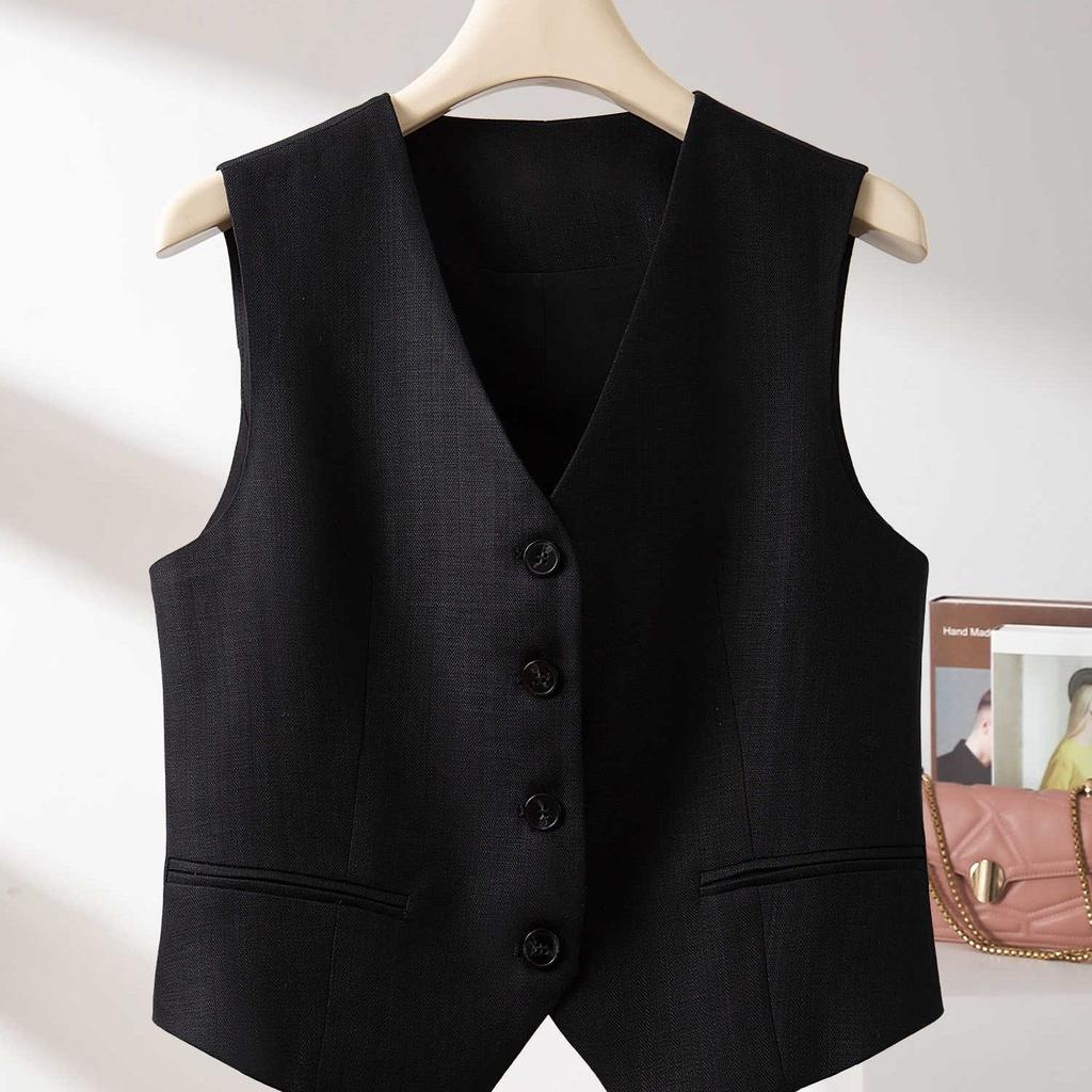Slim Fit Womens Vest Sleeveless Short Waistcoat Spring Autumn Thin Suit Vest Slimming