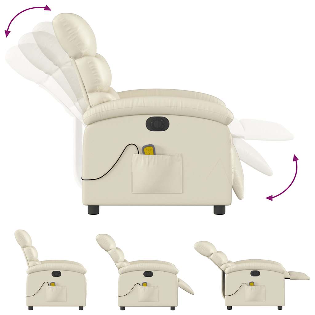 Electric Massage Chair Cream Faux Leather