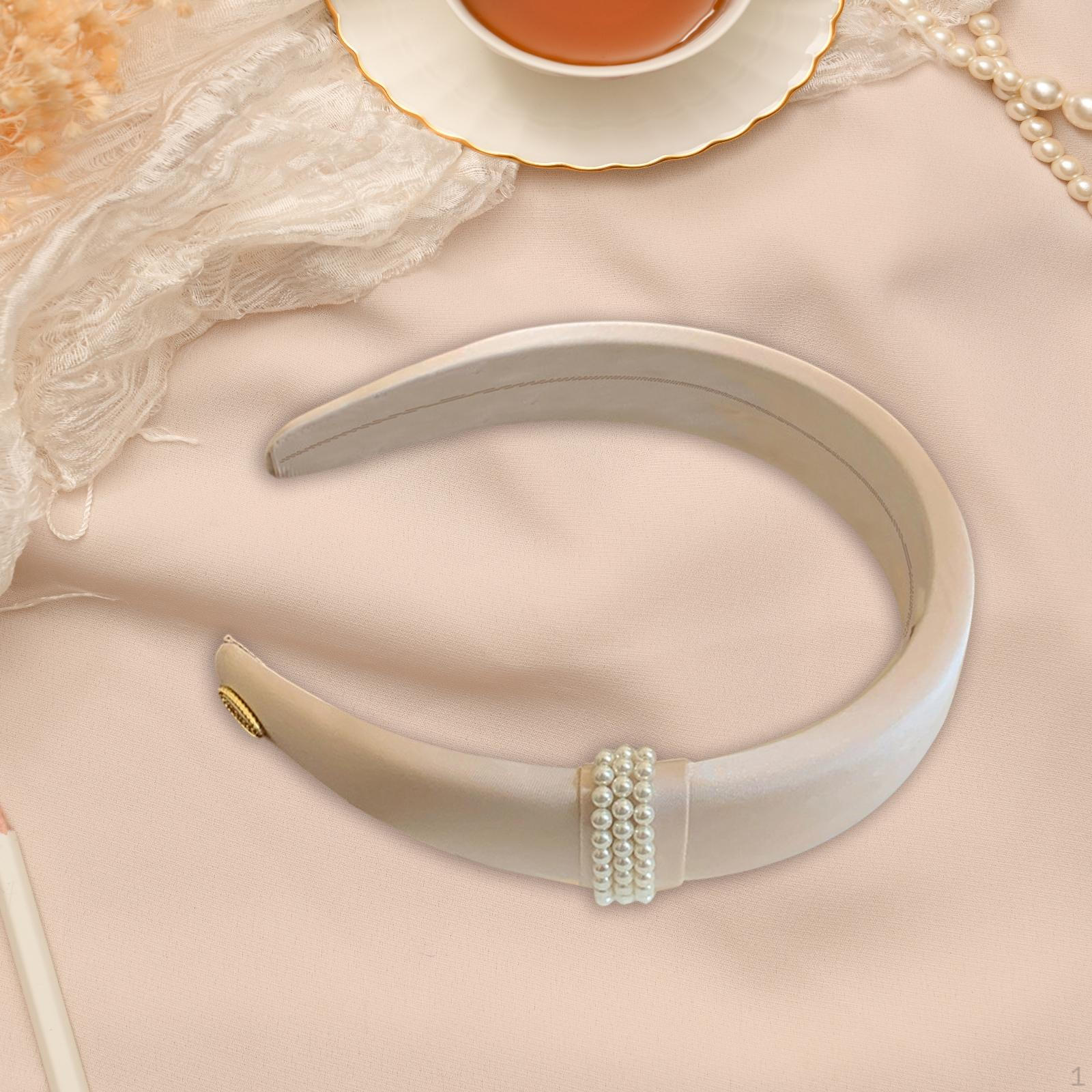 

Атласная повязка на голову для женщин и девочек, головной убор, аксессуары для укладки волос, обруч, выпускной бежевый