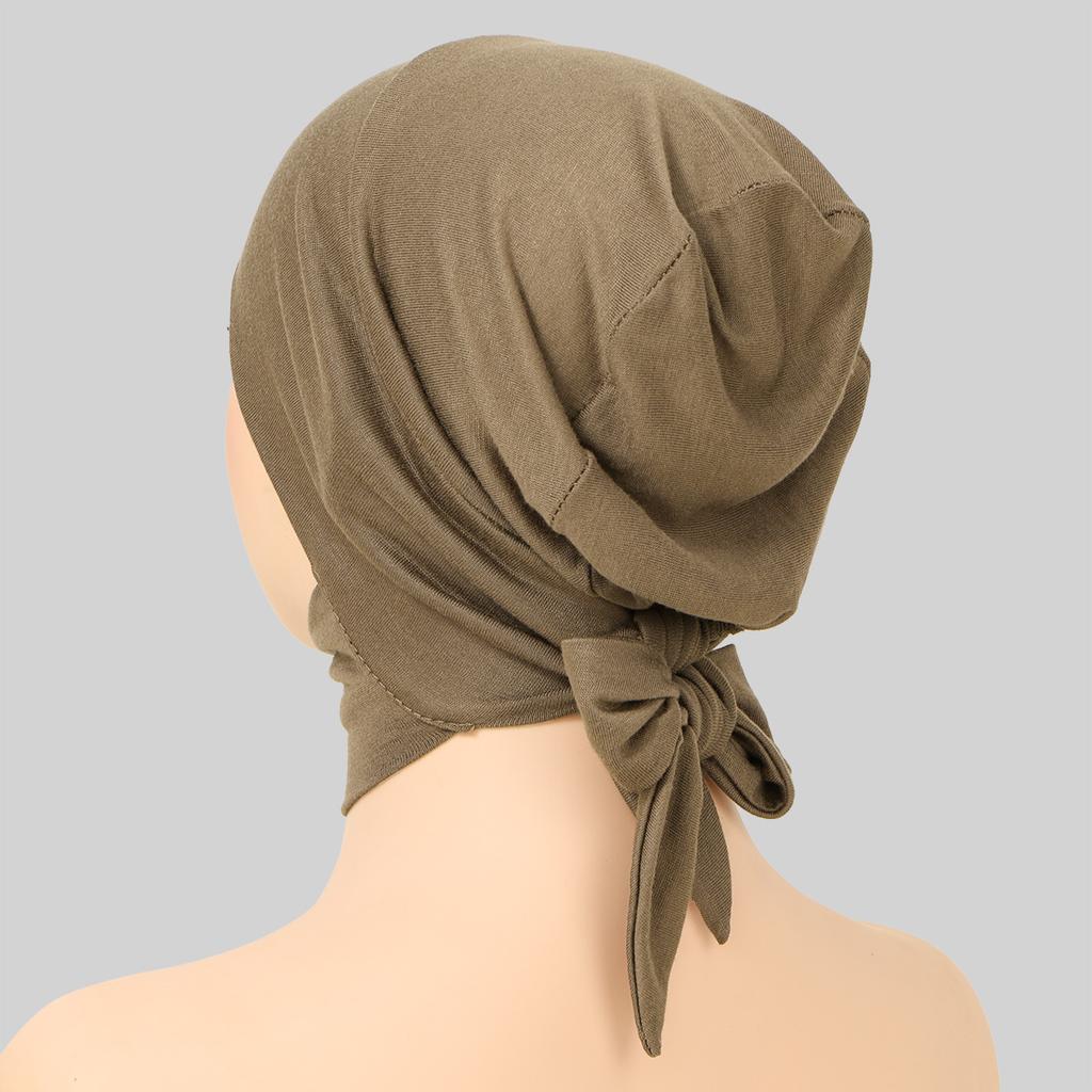 Muslim Women Instant Hijab With Straps Bonnet Soft Jersey Modal Tie Back Undercap Inner Cap Solid Stretch Turban Headband Eid