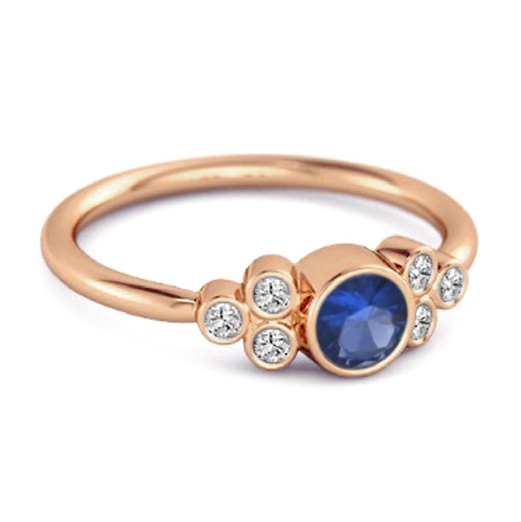Bezel Set Blue Sapphire 925 Sterling Silver Rose Gold Vermeil Boho Ring