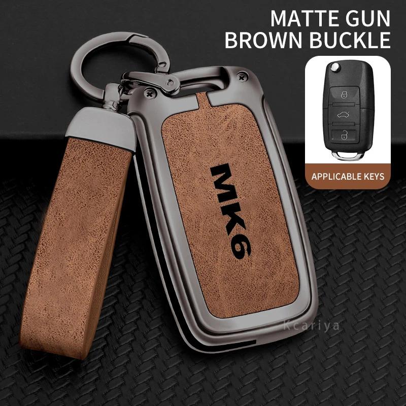 Auto TPU Zinc Alloy Key Case Bag For VW Volkswagen GOLF 6 MK6 Car Key Chain Car Metal Key Shell Interior Decoration Accessories
