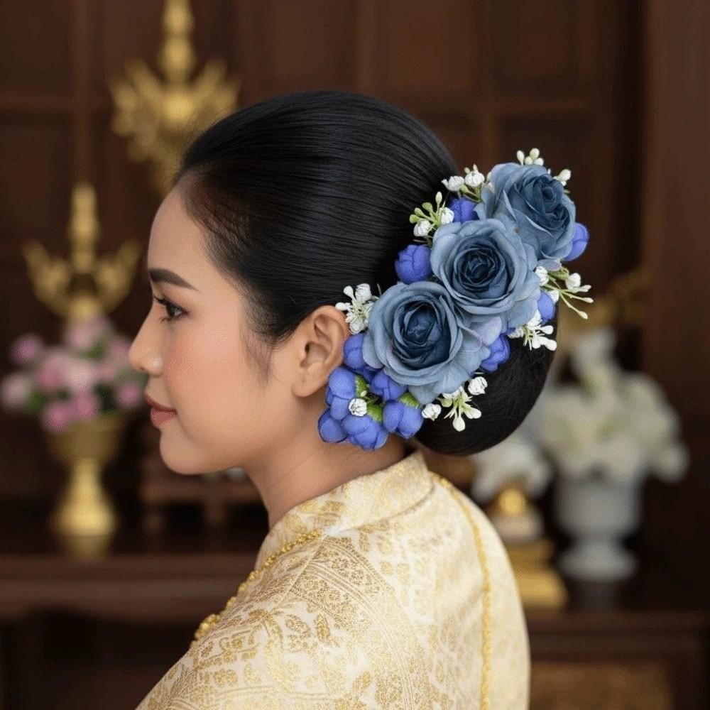 Sweet Flowers Hairpin Rose Chignon Hair Clips Handmade Rose Hair Comb Party