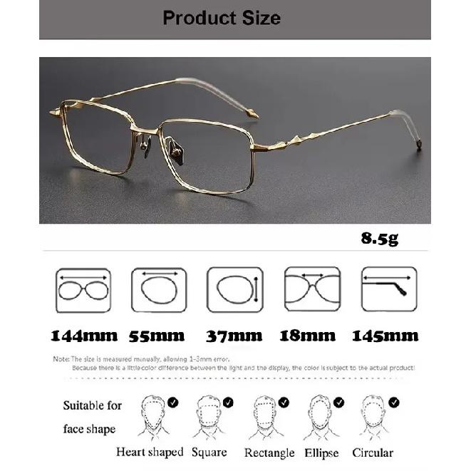 Fashion Square Titanium Glasses Frame Men Women Brand Design Optic Ultralight Luxury Eyeglasses Thin Rim Korea Style Spectacles