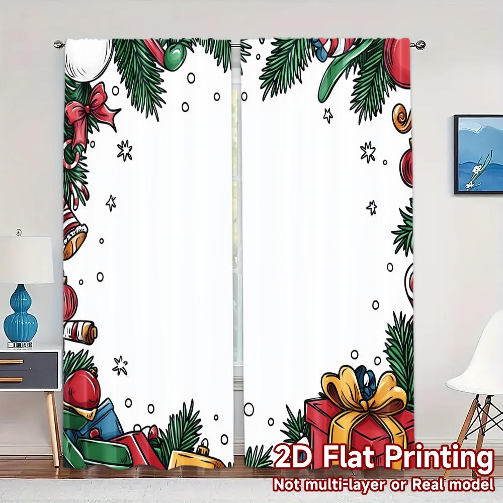 

2pcs,Curtains Christmas Tree Ornaments Gifts (5) Modern Creative Curtains Fabric Curtains Versatile All Decorative for Living 52.50×116.00 CM 2pcs