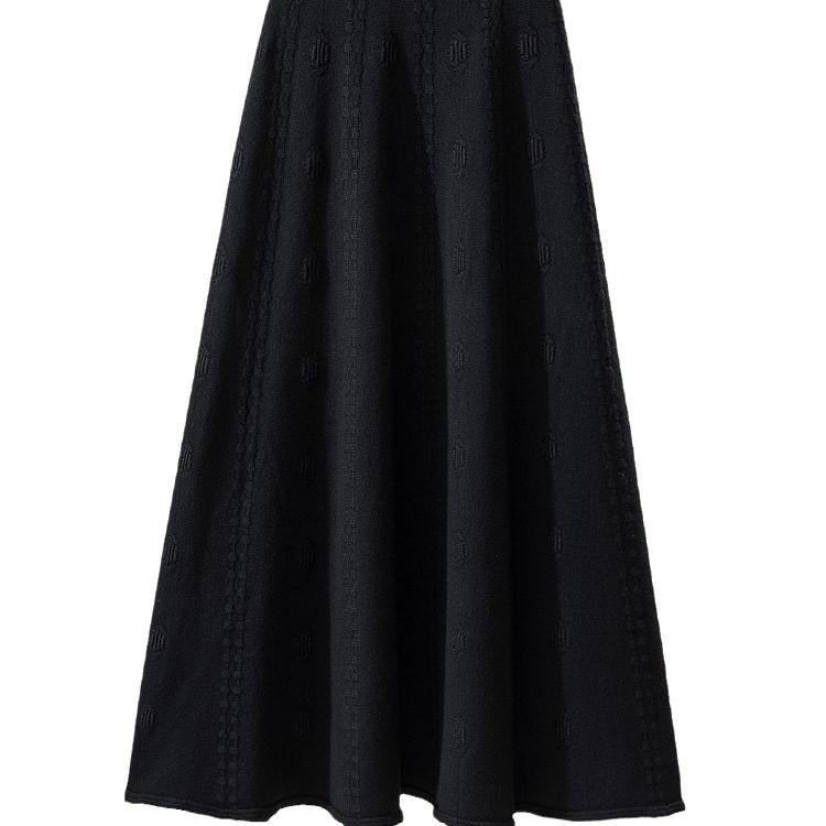 Herbst und Winter Mittellanger Gestrickter Halbkörper A-Linien Schirmrock Temperament Gestrickter Langer Rock