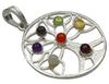 Harmonize Silver Tone Tree Of Life 7 Chakra Pendant Reiki Healing Stone Spiritual