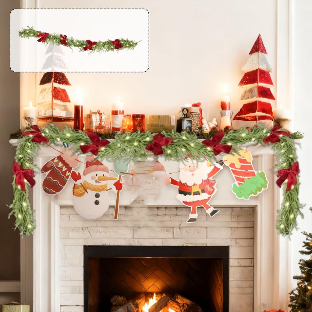 2.7m Christmas Rattan Garland Christmas Tree Accessories LED Lights Green Rattan