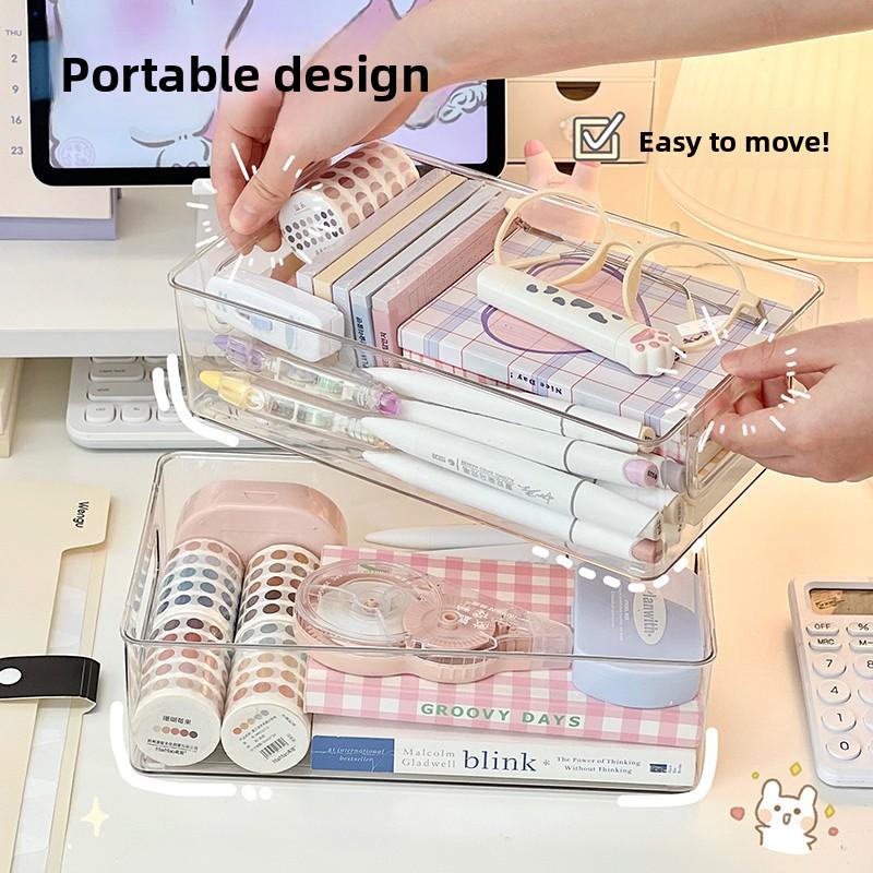 Desktop Storage Box Cosmetic Transparent Box Dormitory Facial Mask Drawer Organizer Cosmetic Box Storage Rack