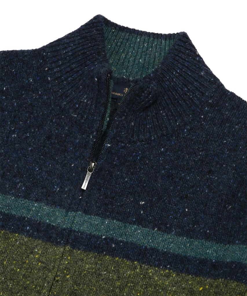 BROOKS BROTHERS Donegal Striped Full-Zip Sweater (Blue) (Bbwwmf1432Mdw)