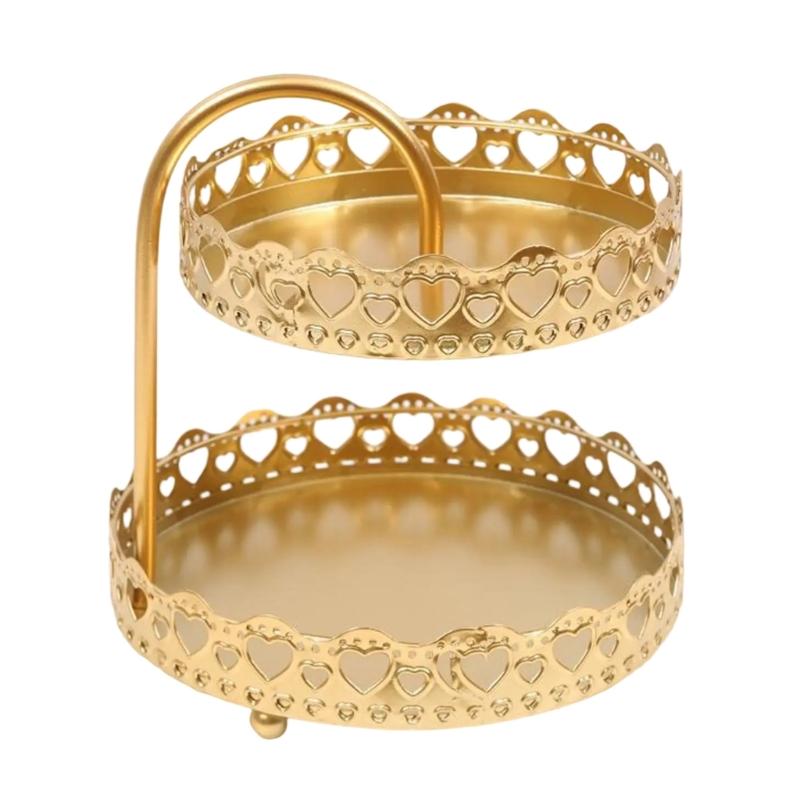 2 Etagen Snacks Aufbewahrungstablett Platzsparend Obsthalter Rostbeständig Gemüse Aufbewahrungsständer für Heimdekoration