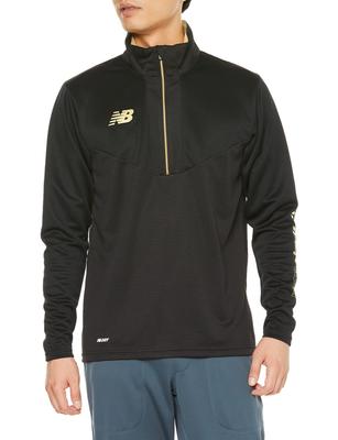 Halb-Reißverschluss-Trikot AMT25206 Fußball BLG XL [New Balance] T-Shirt Aufwärmen (Schwarz/Gold)