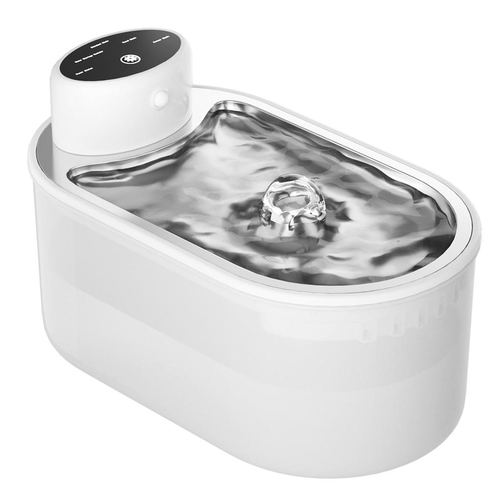 Ceramic Cat Water Fountain with Stainless Steel Circulation