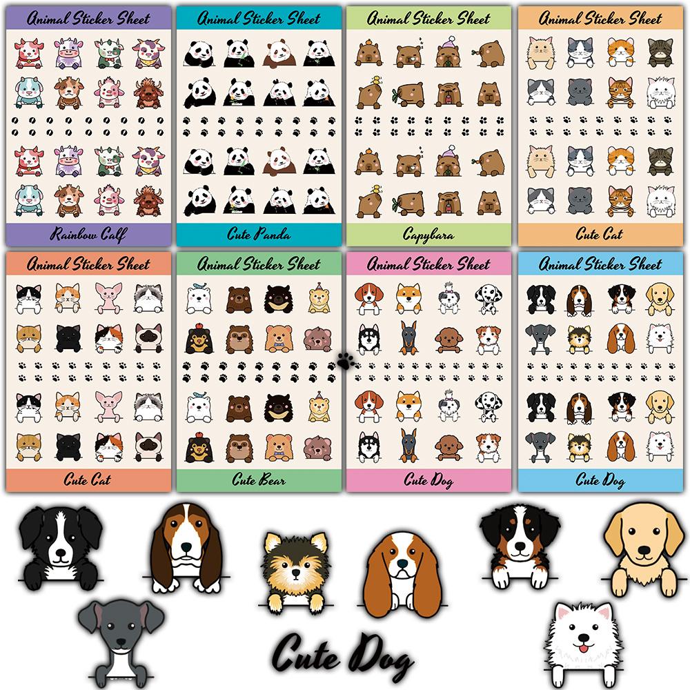 

8PCS Cartoon Animal Sticker Sheet Suitcases Phone Style Case Art Water Modern Fashion Laptop Waterproof Scrapbook Stickers