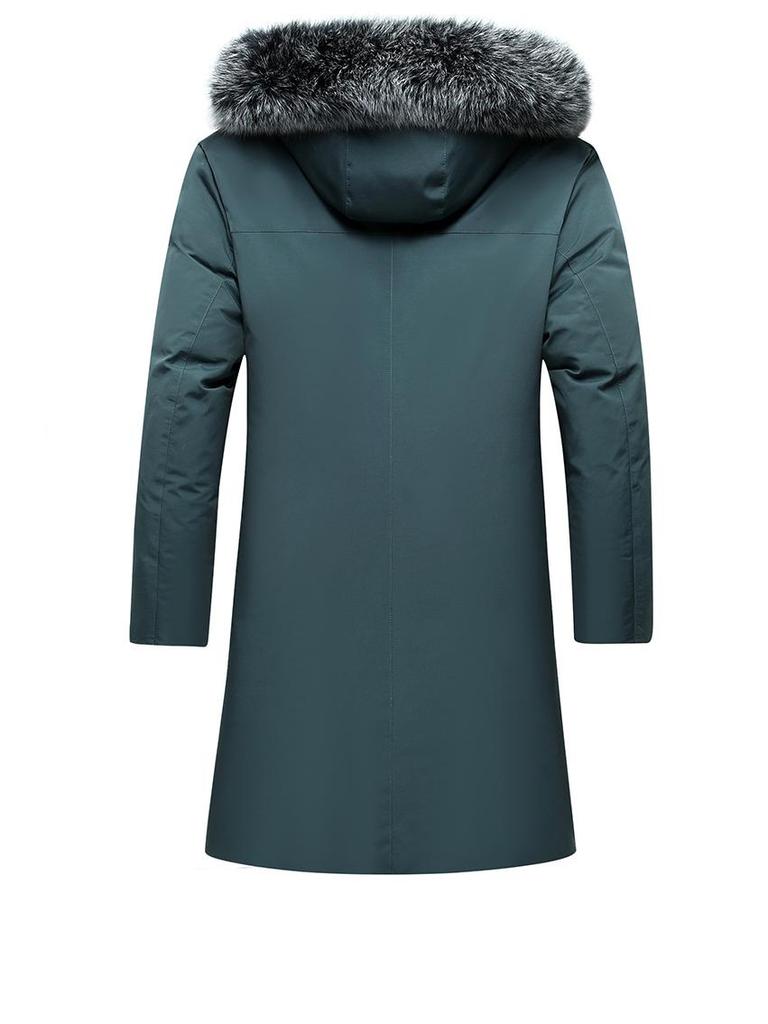 Trendy Winter Mid-Length Down Jacket with Fur Collar - Loose Fit, Hooded, Bestseller for Couples