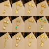 Vintage Heart Fan Shape Blue Turquoise Pearl Drop Earrings Necklace Set with Fashion Gold Accents
