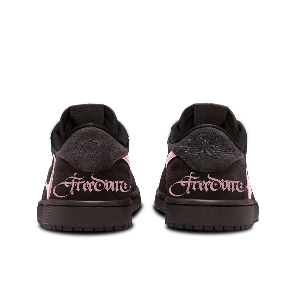 Travis Scott x Jordan Air Jordan 1 Tlumení Protiskluzové Nízké Vintage Basketbalové Boty Unisex Růžové Hnědé DM7866-202(tým-)