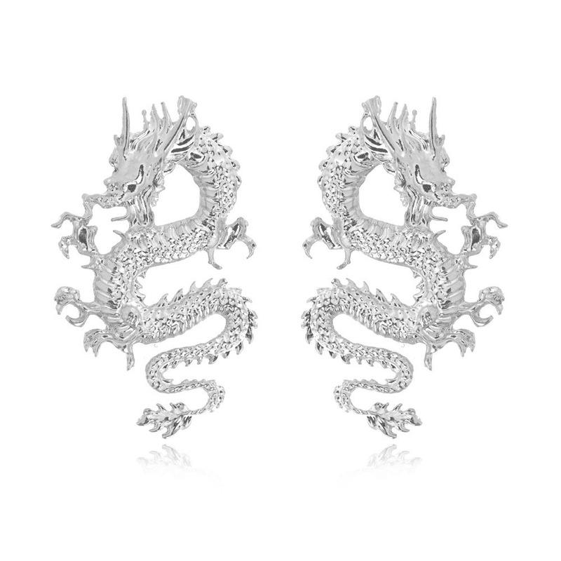 Vintage Chinese Style Dragon Stud Earrings for Women Trendy Punk Personality Animal Totem Earrings Statement Jewelry Gift