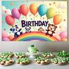 Multicolored Event Backdrop Whimsical Colorful Animal Design Celebration Banner Festive Photo Background for Child's Birthday