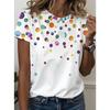 Fashion Women Retro Creative Polka Dot Print T Shirt Funny Casual O-neck Short Sleeves T-shirt Summer Female Tee Shirt
